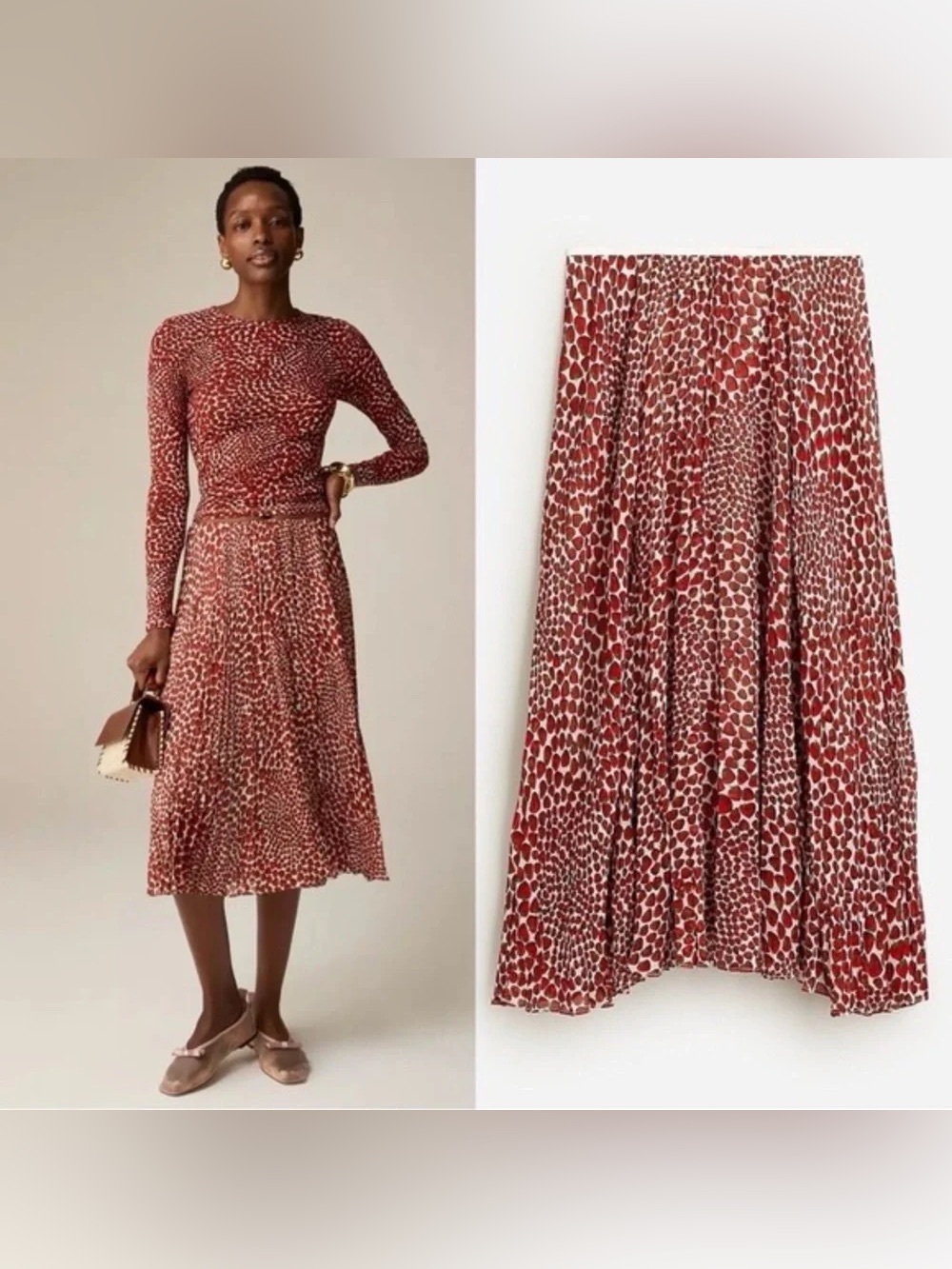 J. Crew Gwyneth pleated skirt in strawberry swirl chiffon - Picture 4 of 4